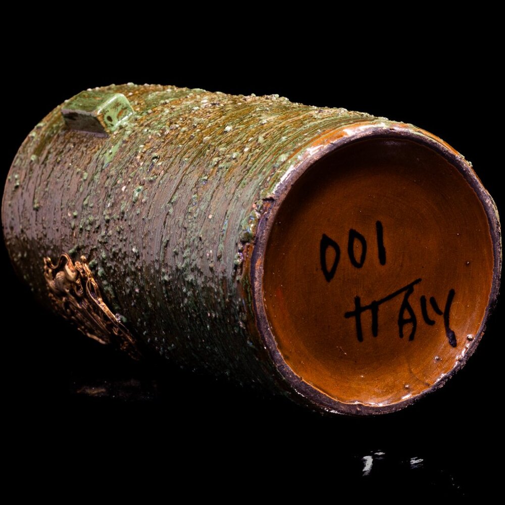 Vintage 1960’s MCM Bitossi Aldo Londi Rimini Green Pottery Vase # 001/35 - Picture 3 of 13